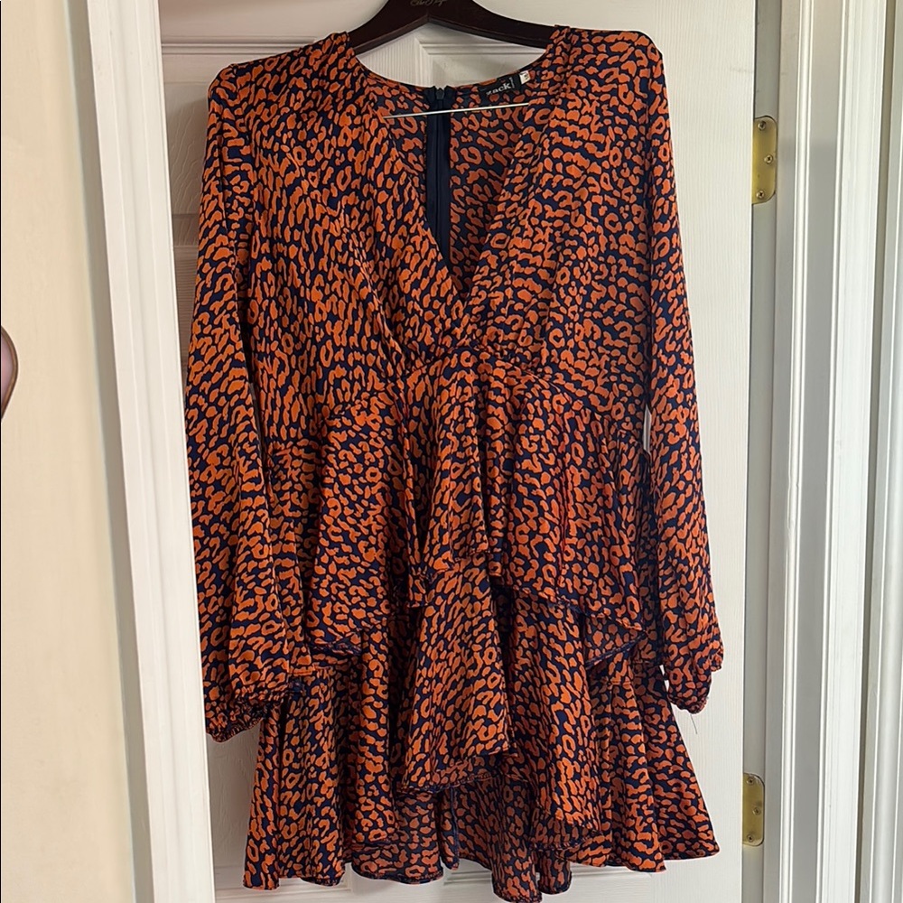Zack Curve Orange and Blue Animal Print Dress